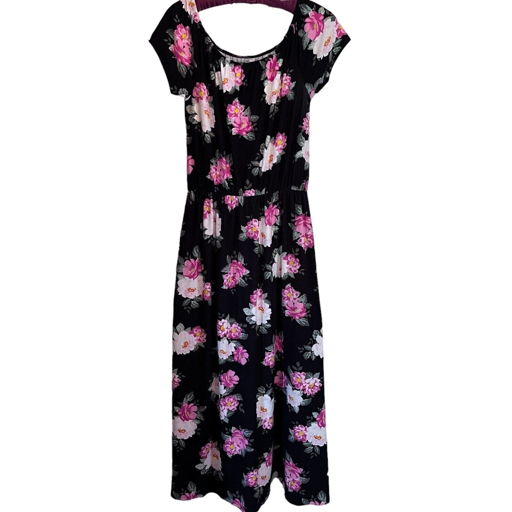 Kristin Nicole Shorts Hi Low Maxi Dress Black Floral Size M